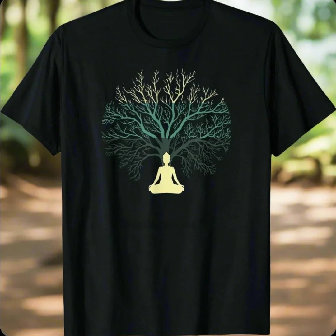 1.Tree of Life Yin Yang T-Shirt – Spiritual Yoga Cotton Tee | Unisex Casual Wear