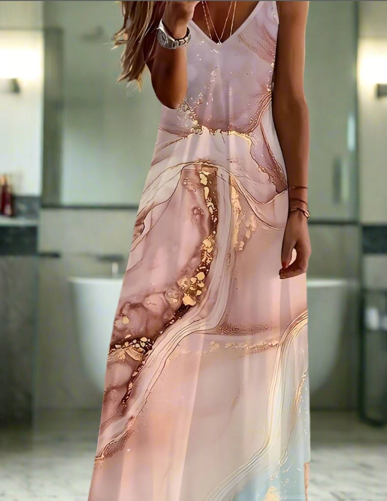 Summer Maxi Dress for Women – Elegant V-Neck Sleeveless Beach & Party Dresses