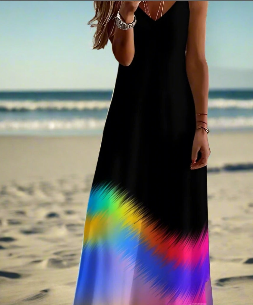 Summer Maxi Dress for Women – Elegant V-Neck Sleeveless Beach & Party Dresses