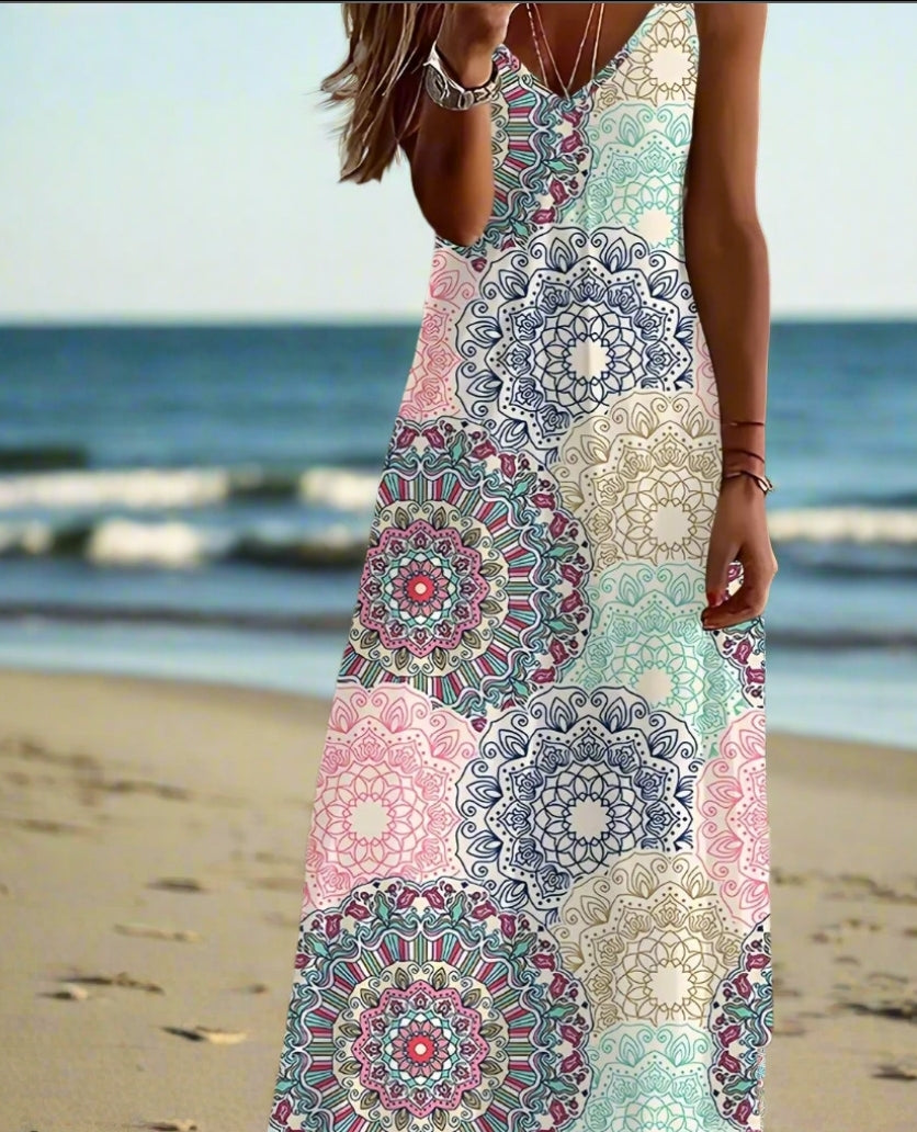 Summer Maxi Dress for Women – Elegant V-Neck Sleeveless Beach & Party Dresses