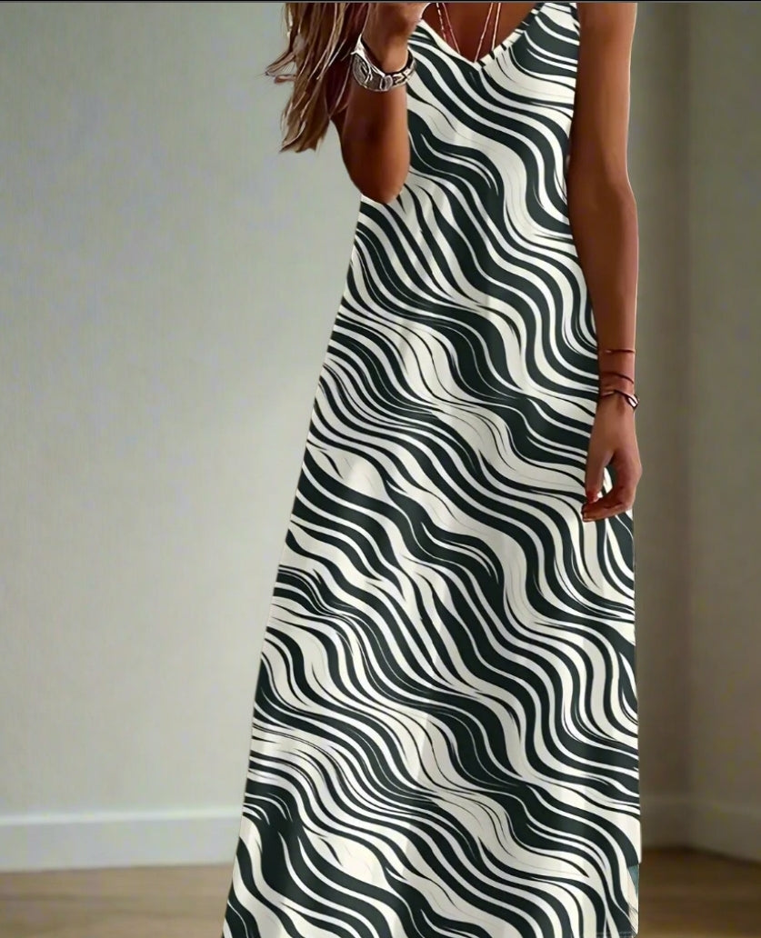 Summer Maxi Dress for Women – Elegant V-Neck Sleeveless Beach & Party Dresses