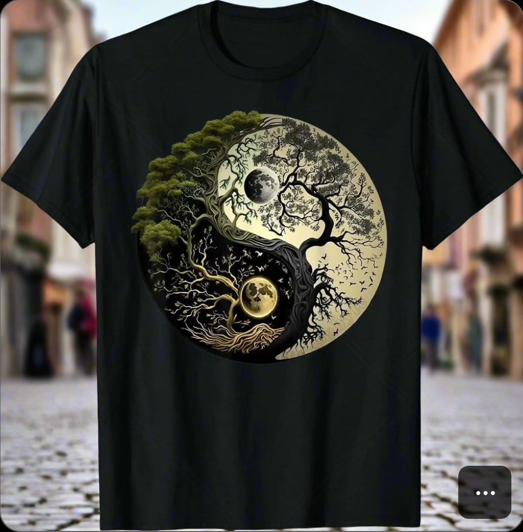 1.Tree of Life Yin Yang T-Shirt – Spiritual Yoga Cotton Tee | Unisex Casual Wear