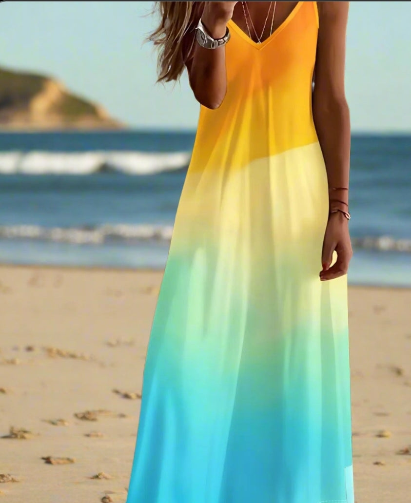 Summer Maxi Dress for Women – Elegant V-Neck Sleeveless Beach & Party Dresses