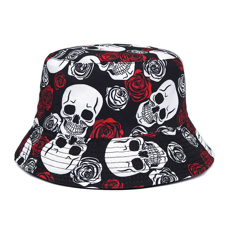 Rose Skull Bucket Hat, Summer Bucket Hat