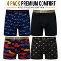 True Religion Men's 4 Pack Fly Front Boxer Briefs Cotton Stretch S–XL Random