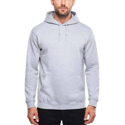 Men's Grey Marl Regular Fit Pullover Fleece Hoodie with Kangaroo Pocket