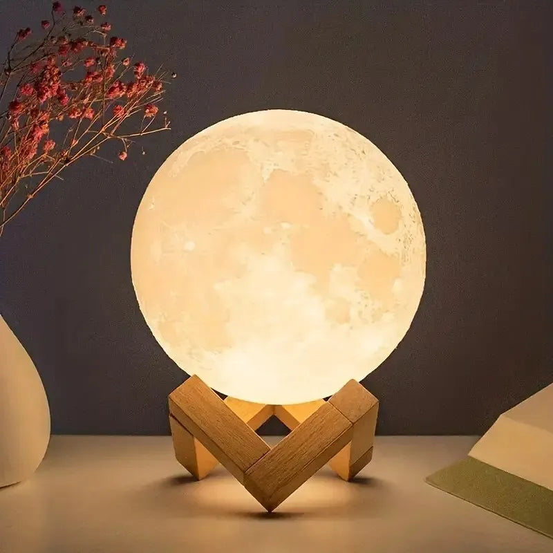 Moon Beam 3D LED Light 15cm - Home Decor LED Lamp - Moon Model Light Up Wireless