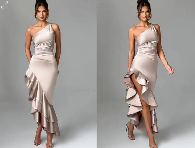 Elegant Slim Sloping Backless Dress