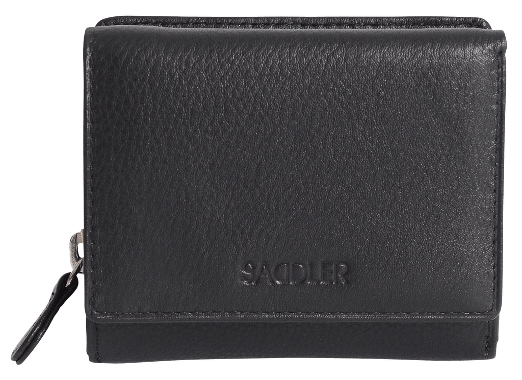 SADDLER CARLA Handmade Leather Compact Trifold Purse – RFID Protected | 5 Card Slots, ID Window & Zipped Coin Pocket | Gift Boxed
