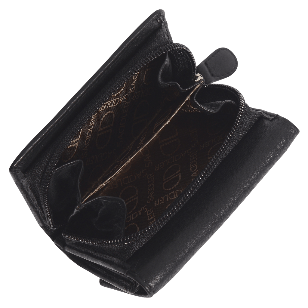 SADDLER CARLA Handmade Leather Compact Trifold Purse – RFID Protected | 5 Card Slots, ID Window & Zipped Coin Pocket | Gift Boxed