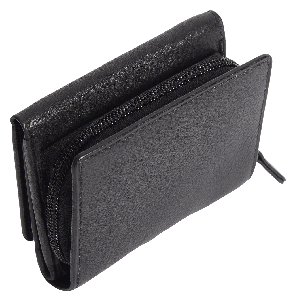 SADDLER CARLA Handmade Leather Compact Trifold Purse – RFID Protected | 5 Card Slots, ID Window & Zipped Coin Pocket | Gift Boxed