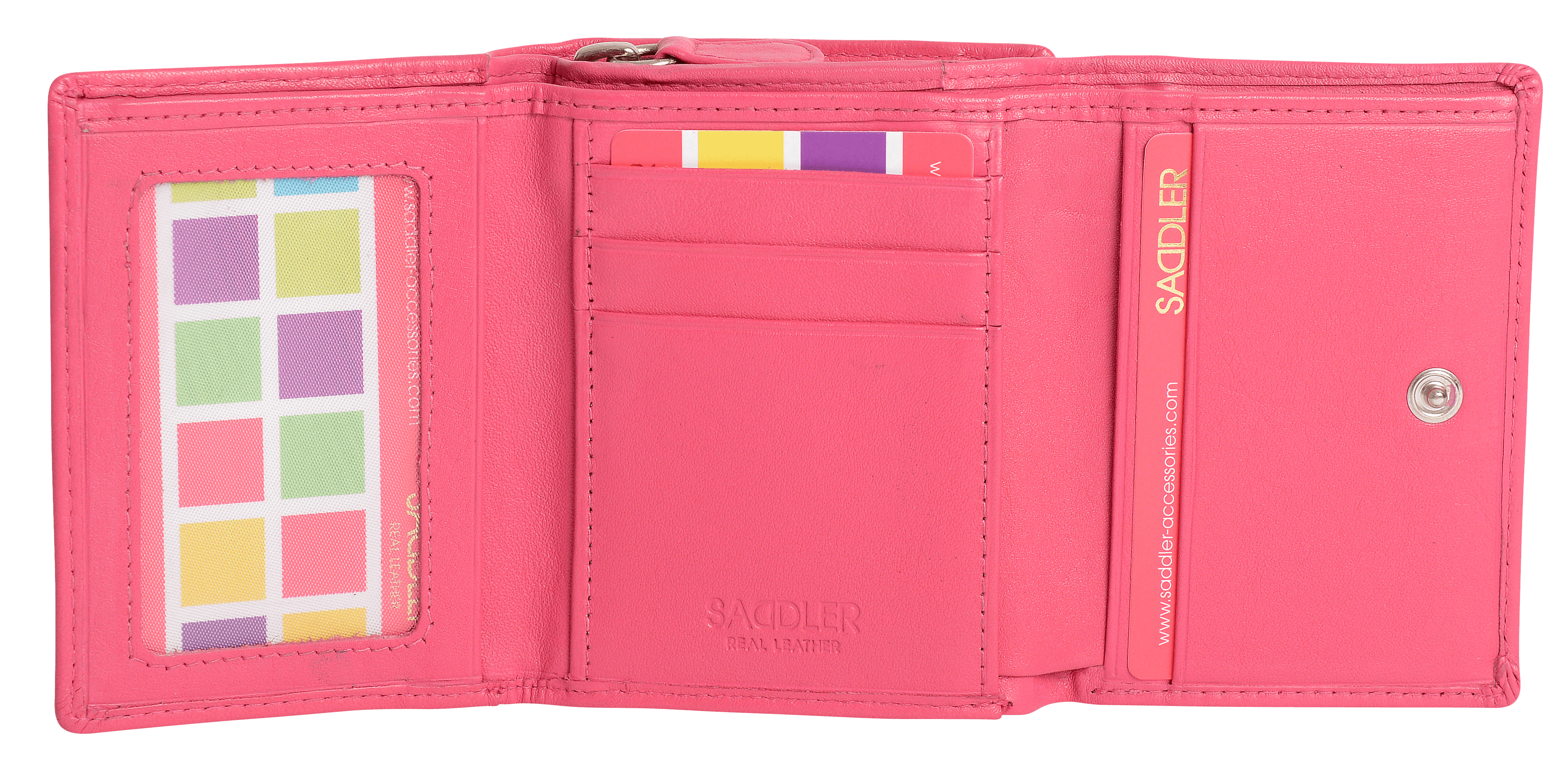 SADDLER CARLA Handmade Leather Compact Trifold Purse – RFID Protected | 5 Card Slots, ID Window & Zipped Coin Pocket | Gift Boxed