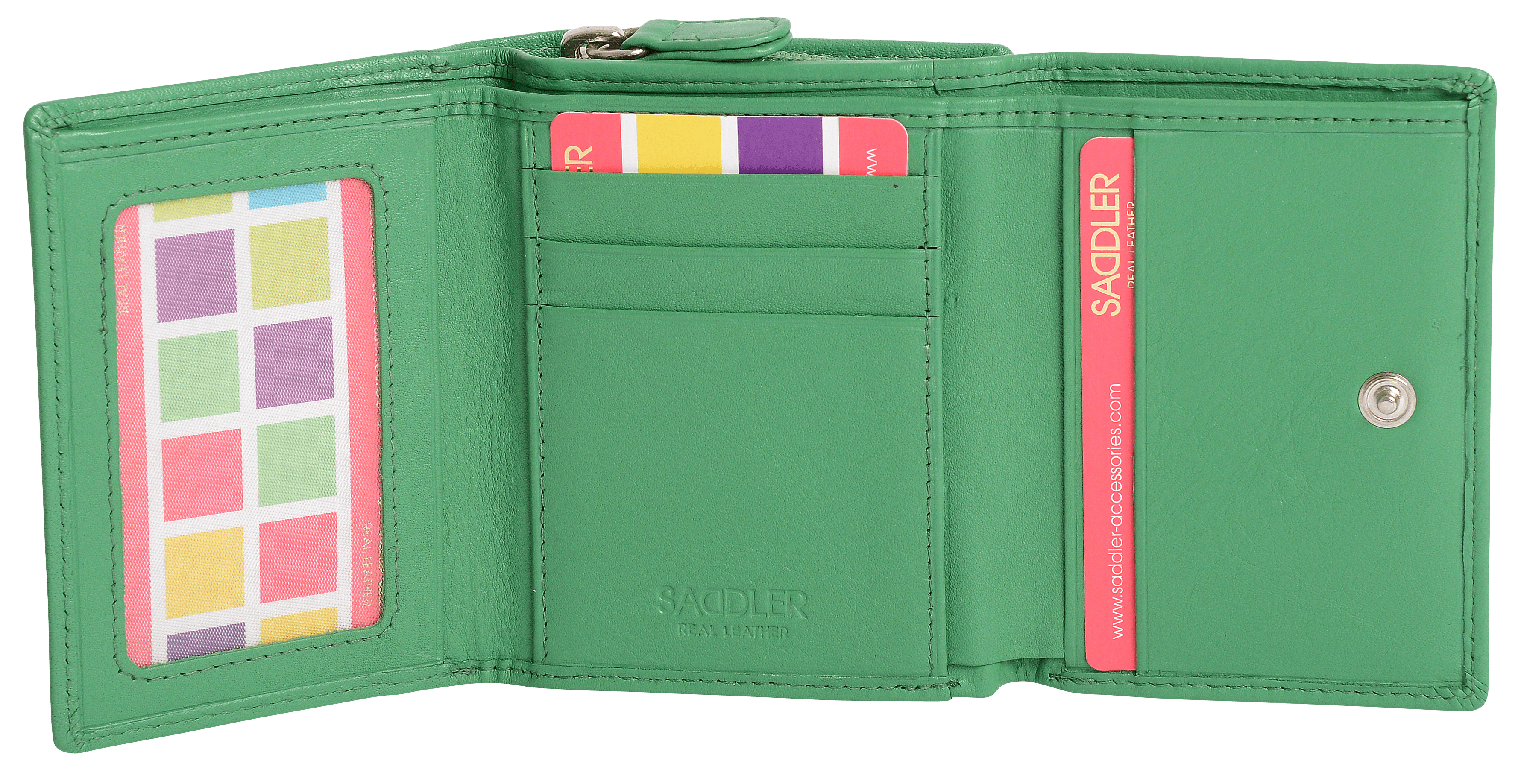 SADDLER CARLA Handmade Leather Compact Trifold Purse – RFID Protected | 5 Card Slots, ID Window & Zipped Coin Pocket | Gift Boxed