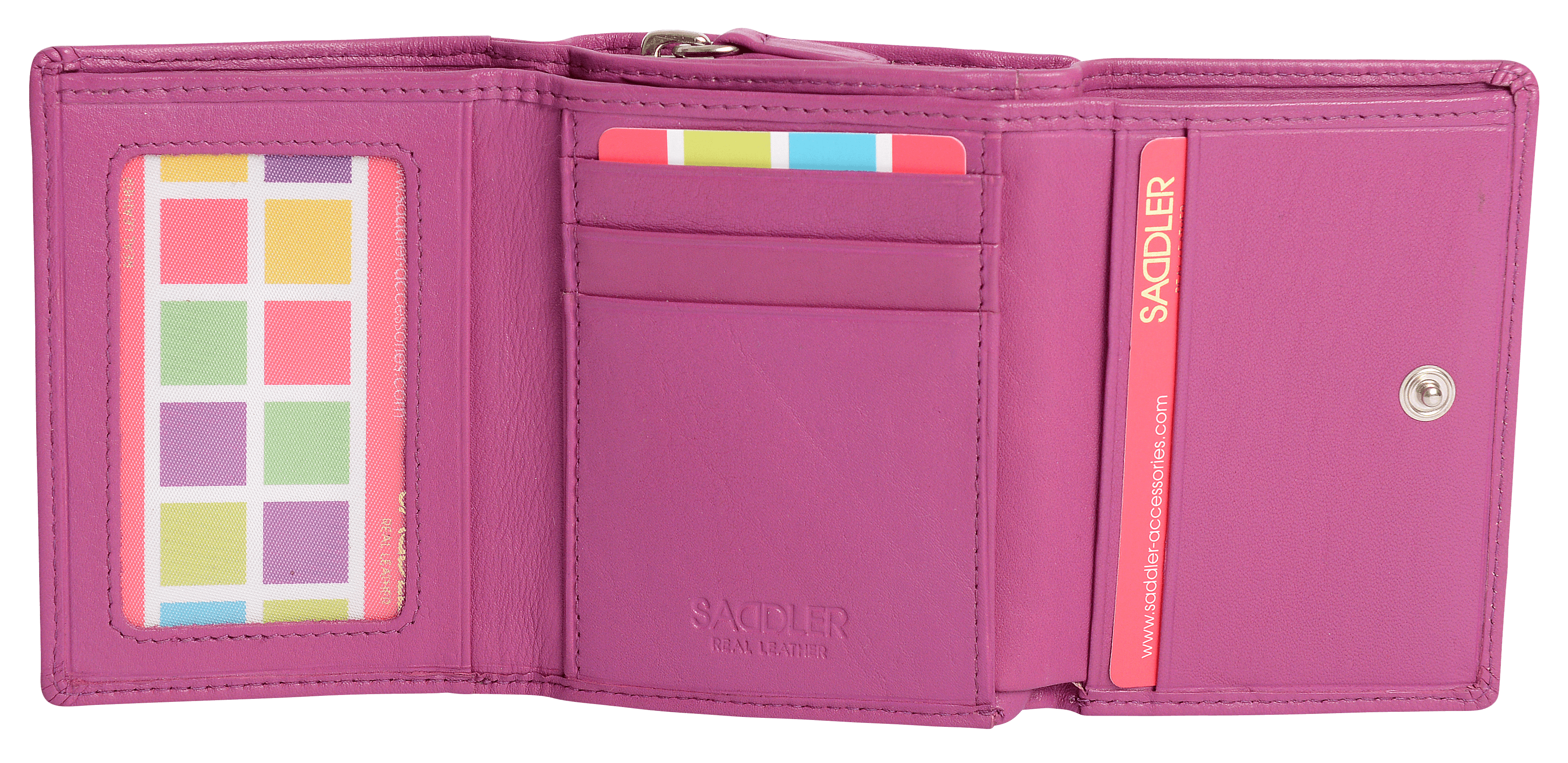 SADDLER CARLA Handmade Leather Compact Trifold Purse – RFID Protected | 5 Card Slots, ID Window & Zipped Coin Pocket | Gift Boxed