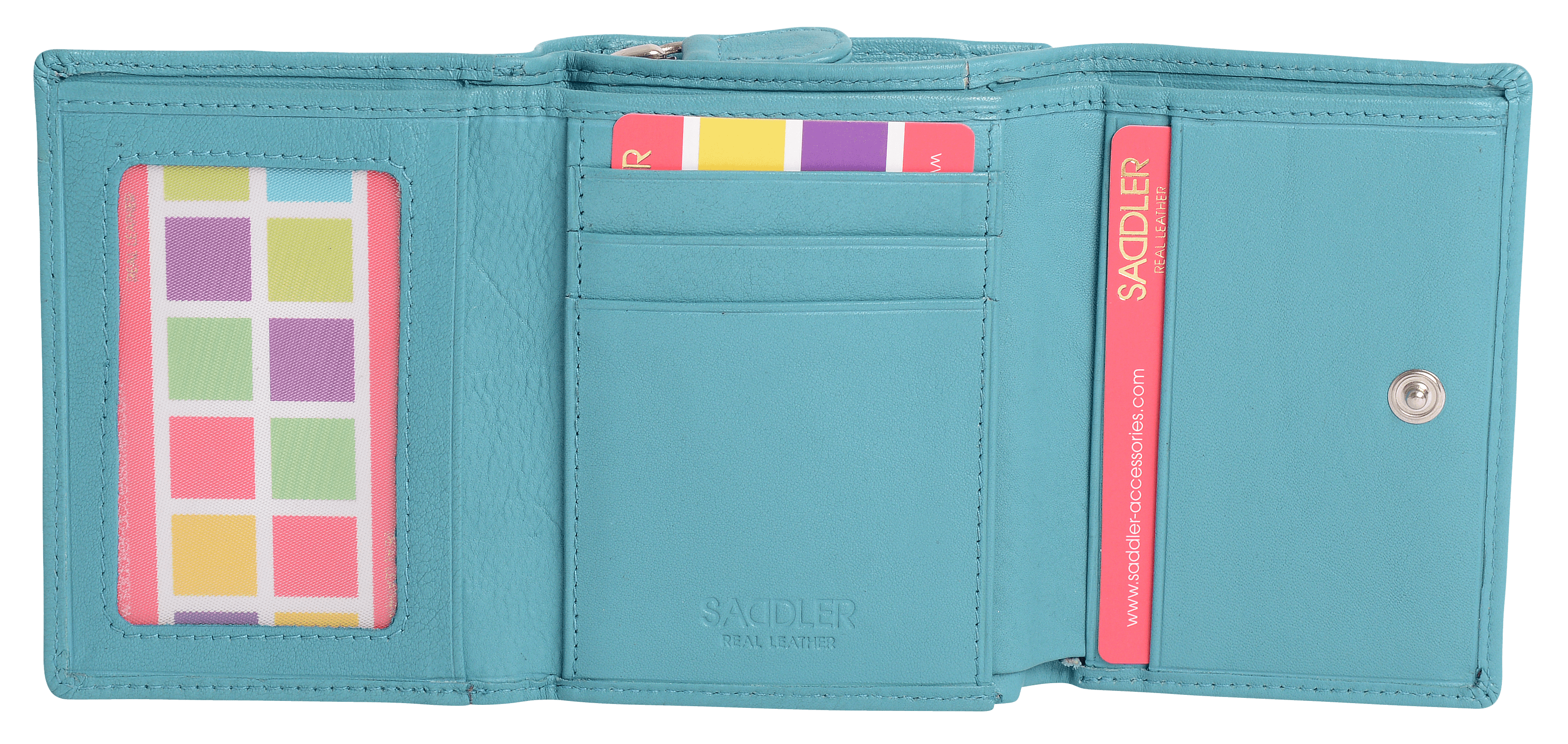 SADDLER CARLA Handmade Leather Compact Trifold Purse – RFID Protected | 5 Card Slots, ID Window & Zipped Coin Pocket | Gift Boxed