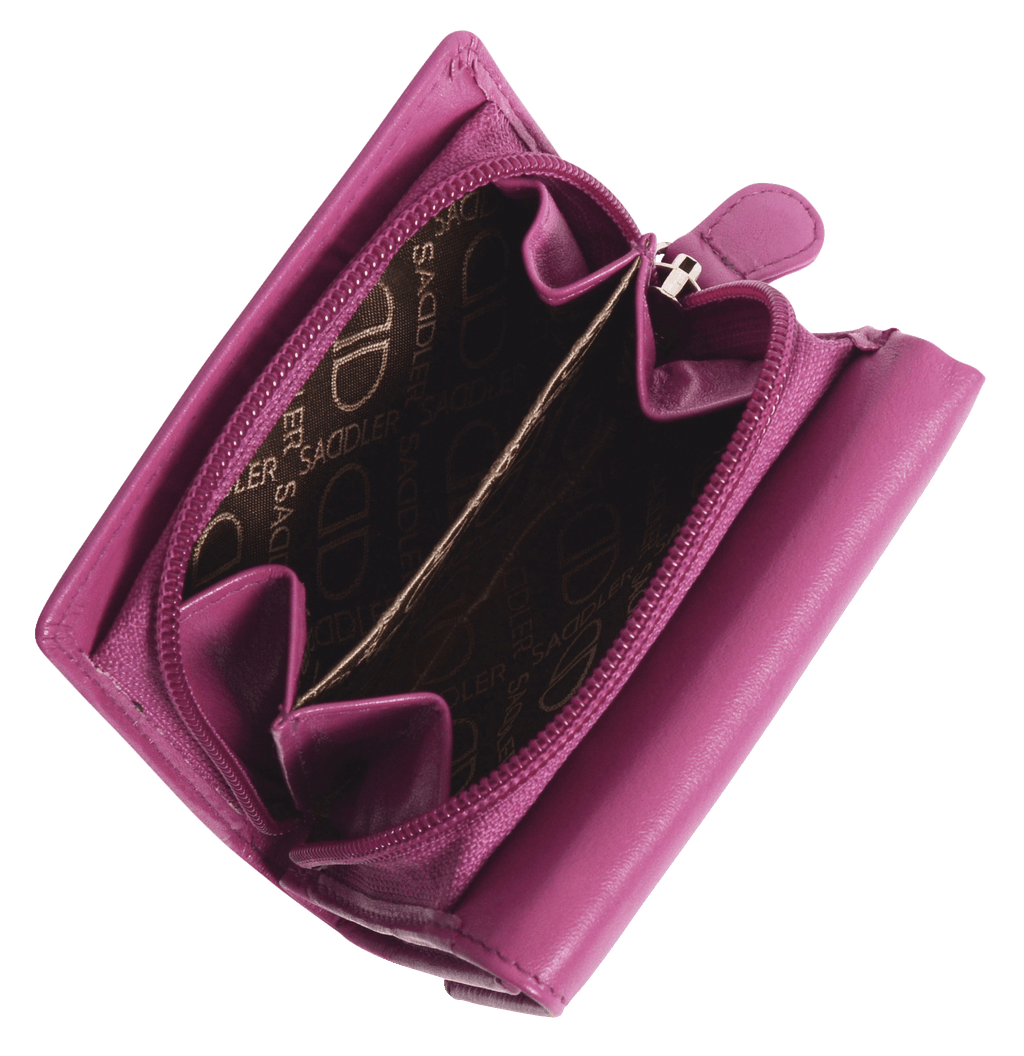 SADDLER CARLA Handmade Leather Compact Trifold Purse – RFID Protected | 5 Card Slots, ID Window & Zipped Coin Pocket | Gift Boxed