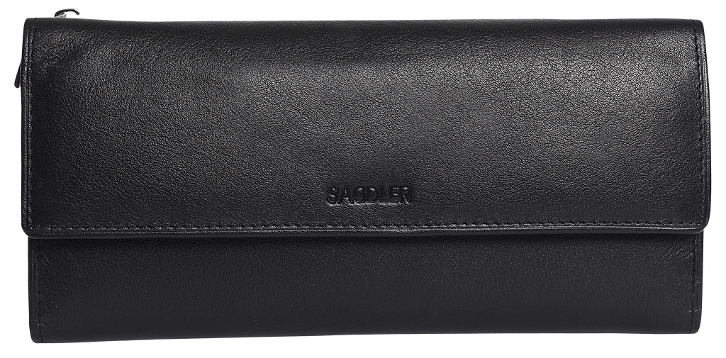 SADDLER CLAIRE Long Leather Trifold Purse - 18 Card Slots, Dual Zip Pockets, and Note Sections - RFID Protected