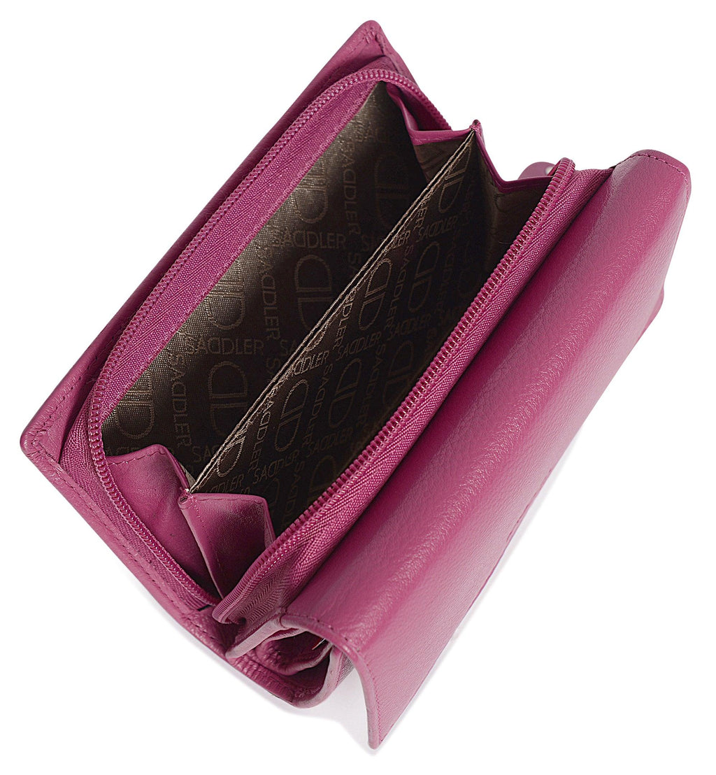 Compact Trifold Leather Purse "Eleanor" – Handmade by Saddler | RFID Protected & Gift Boxed | 10 Card Slots & Rear Zip Coin Pocket