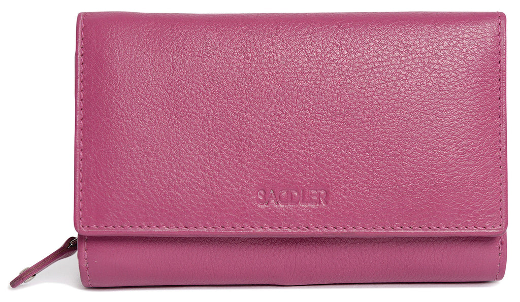 Compact Trifold Leather Purse "Eleanor" – Handmade by Saddler | RFID Protected & Gift Boxed | 10 Card Slots & Rear Zip Coin Pocket