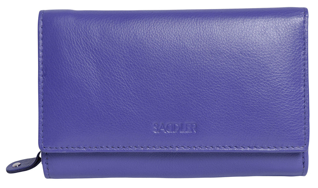Compact Trifold Leather Purse "Eleanor" – Handmade by Saddler | RFID Protected & Gift Boxed | 10 Card Slots & Rear Zip Coin Pocket
