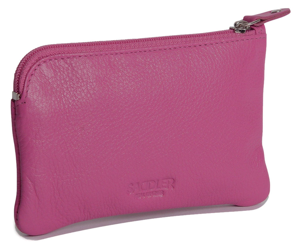Compact Leather Coin & Card Purse "Ellie" – Handmade by Saddler | RFID Protected & Gift Boxed | With Front Zip Pocket & Key Holder