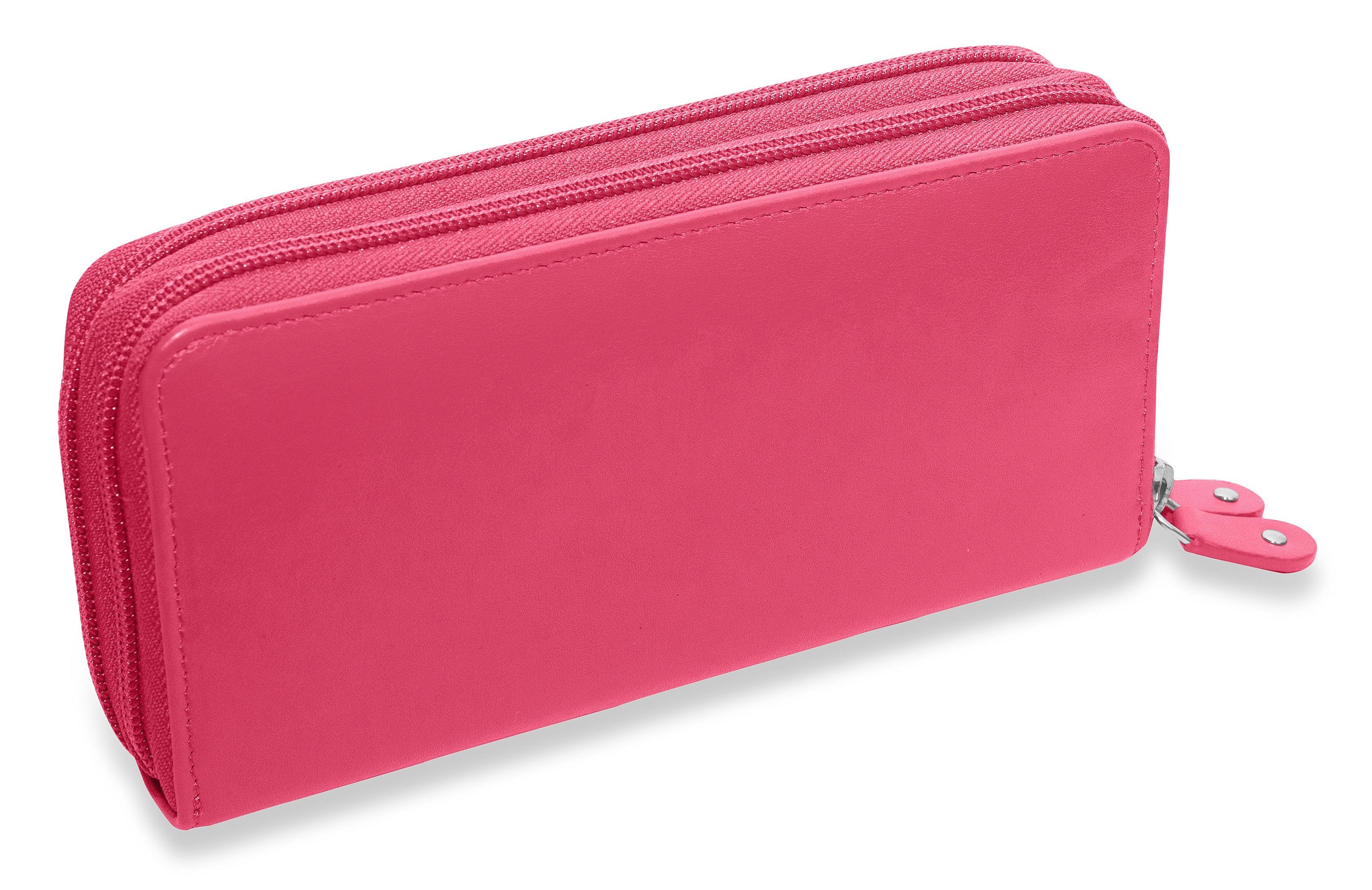 SADDLER GABRIELLA Leather Double Zip Around Purse - 8 Card Slots, Phone Pocket, and Coin Purse - RFID Protected