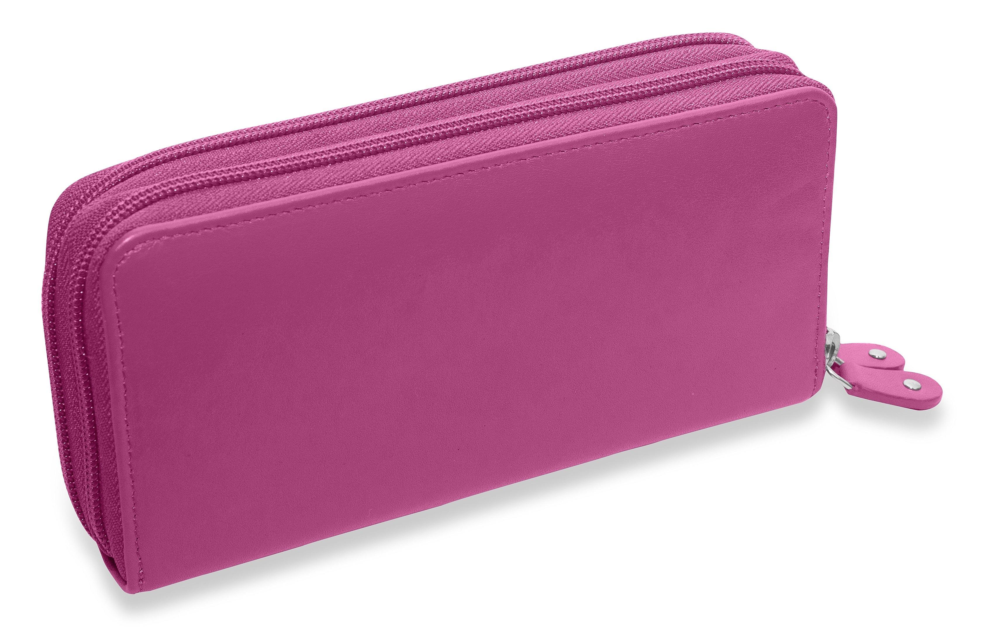 SADDLER GABRIELLA Leather Double Zip Around Purse - 8 Card Slots, Phone Pocket, and Coin Purse - RFID Protected