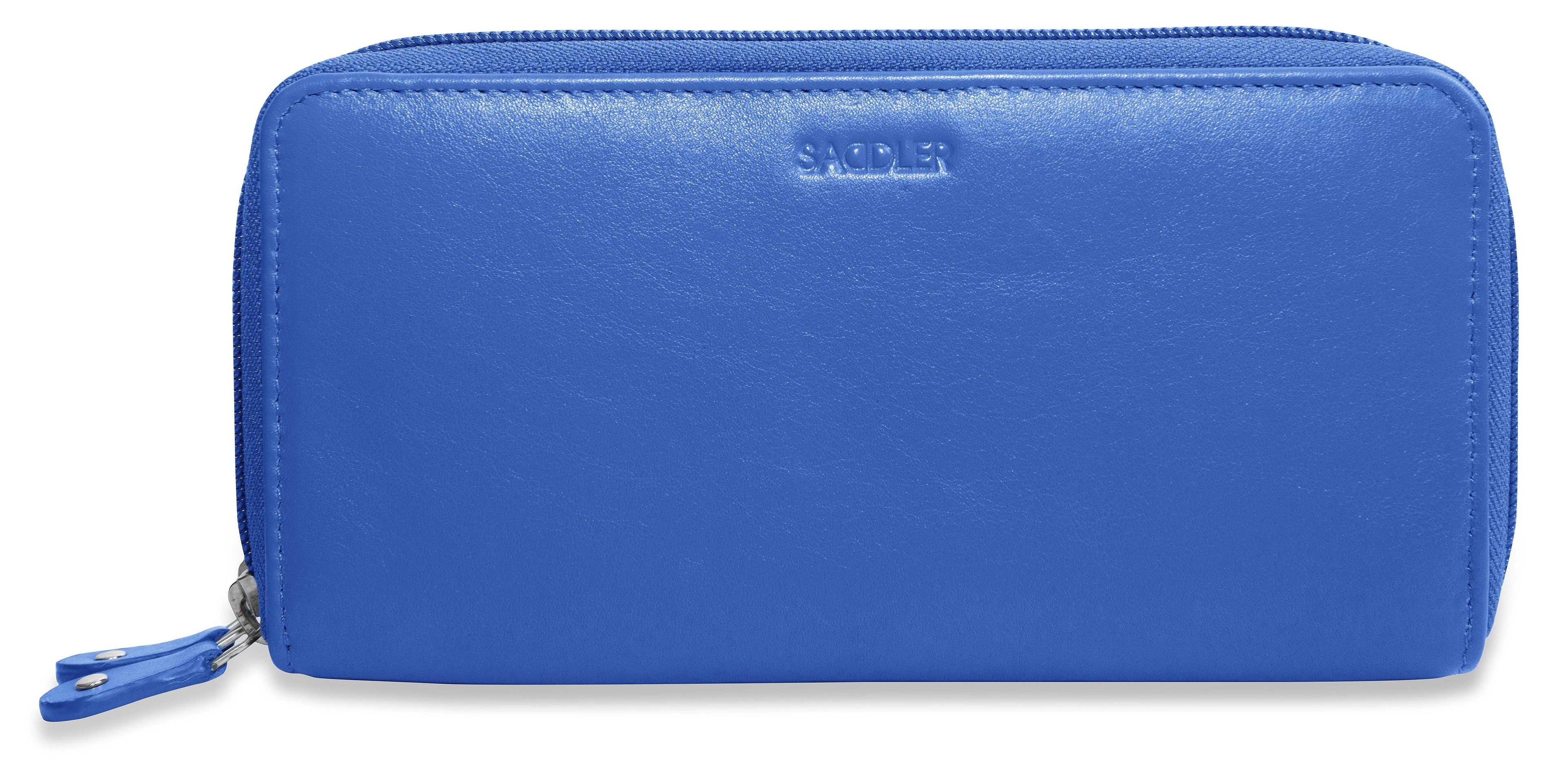 SADDLER GABRIELLA Leather Double Zip Around Purse - 8 Card Slots, Phone Pocket, and Coin Purse - RFID Protected