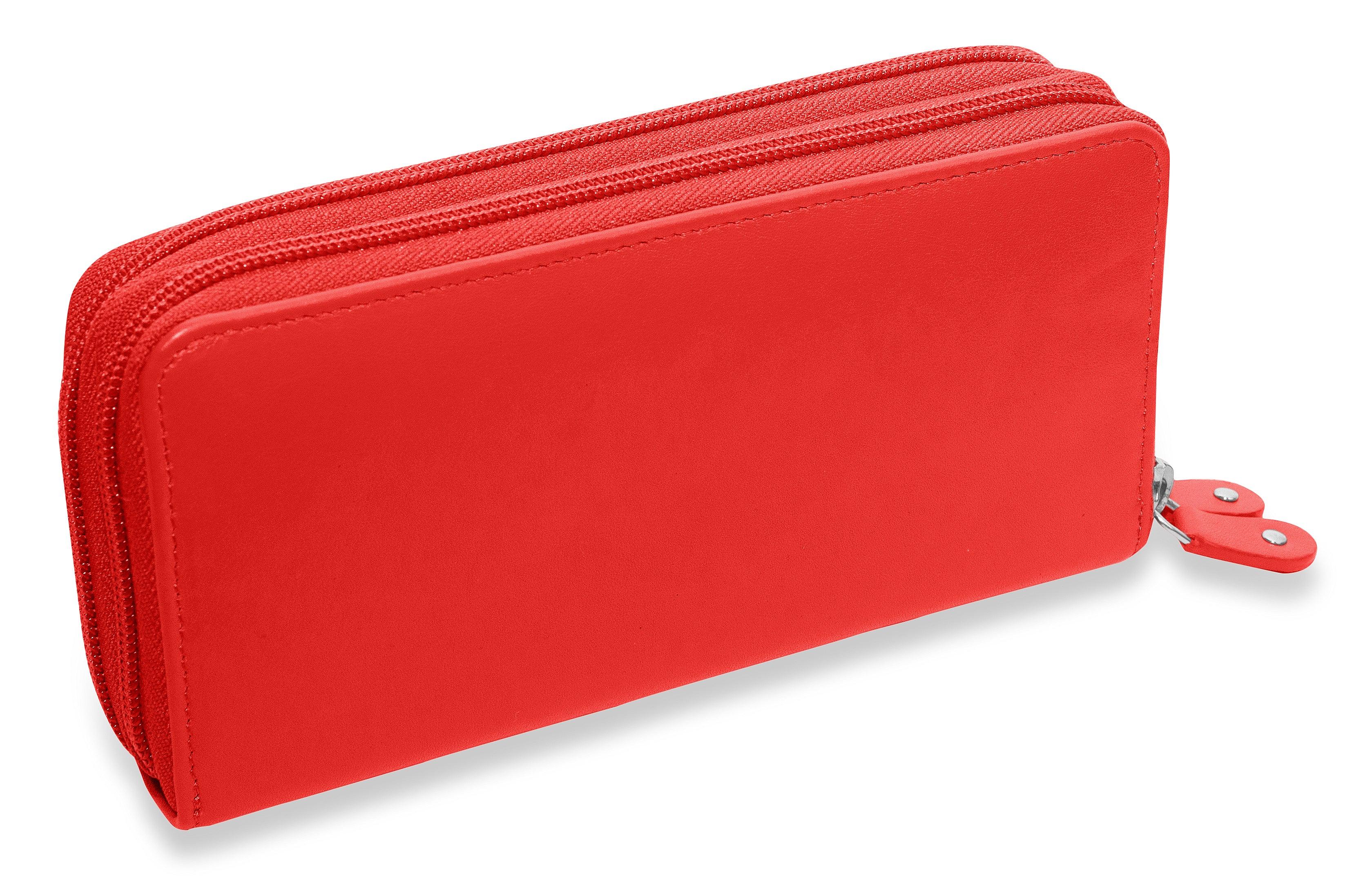 SADDLER GABRIELLA Leather Double Zip Around Purse - 8 Card Slots, Phone Pocket, and Coin Purse - RFID Protected