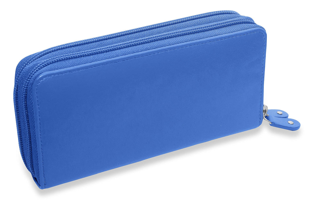 SADDLER GABRIELLA Leather Double Zip Around Purse - 8 Card Slots, Phone Pocket, and Coin Purse - RFID Protected