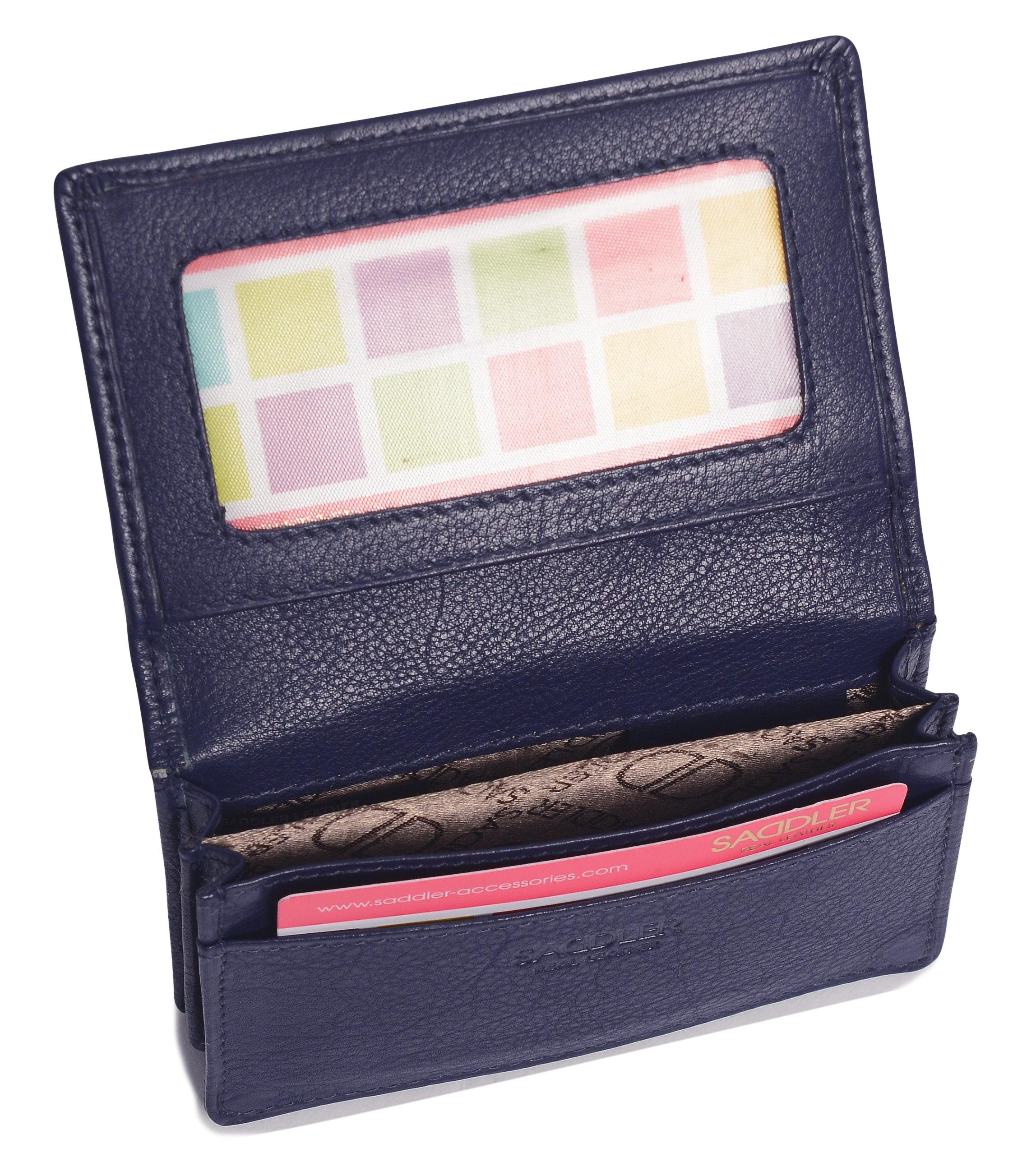 SADDLER JESSICA Leather Credit Card Holder with RFID Protection - 2 Sections and ID Window