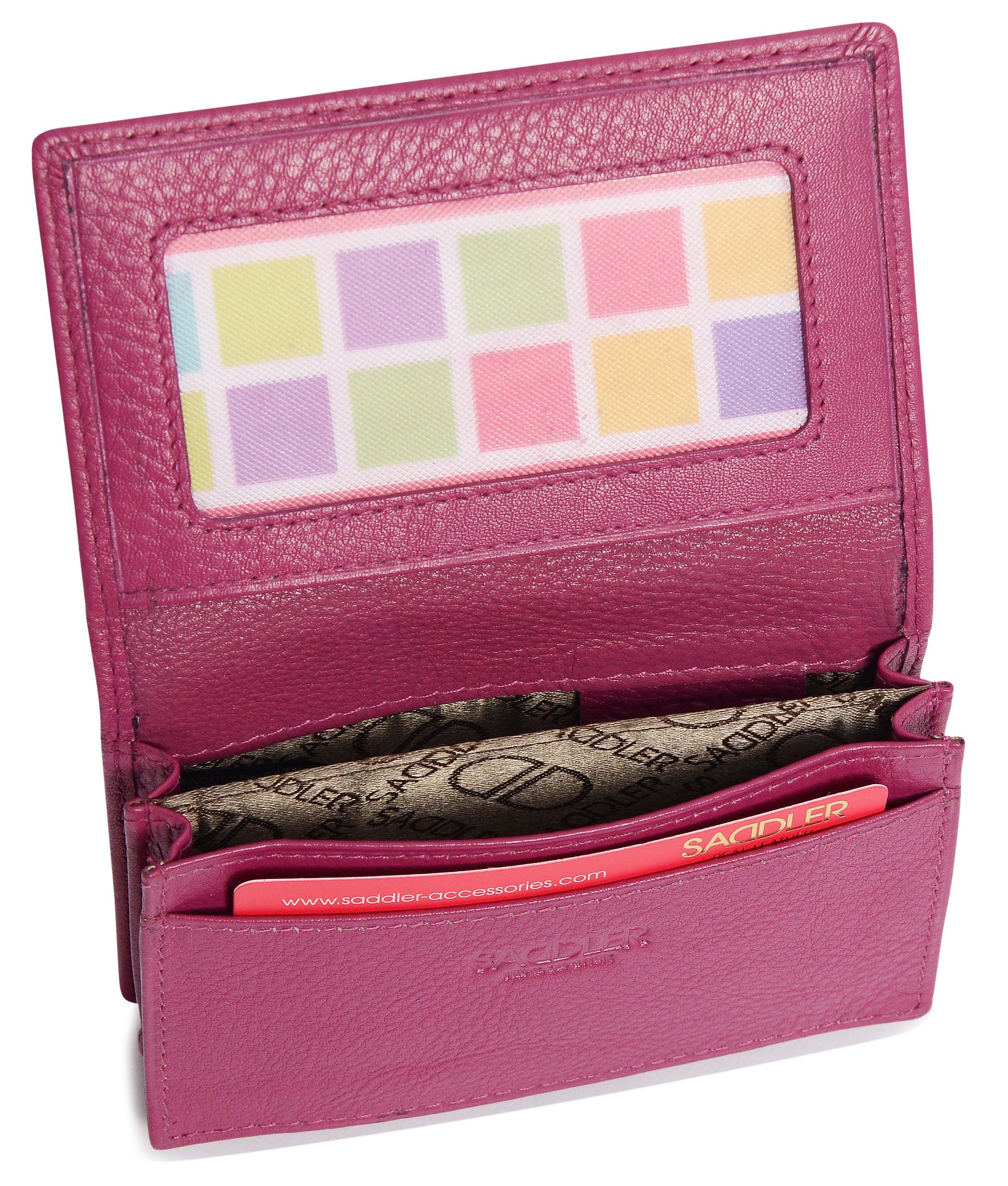 SADDLER JESSICA Leather Credit Card Holder with RFID Protection - 2 Sections and ID Window