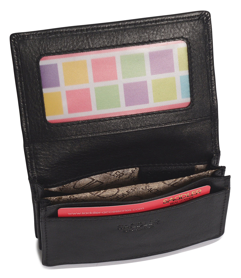 SADDLER JESSICA Leather Credit Card Holder with RFID Protection - 2 Sections and ID Window