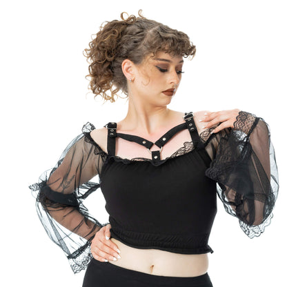 Poizen Industries Women's Blouse Shadowfang Top Black UK 10-18 product image 1