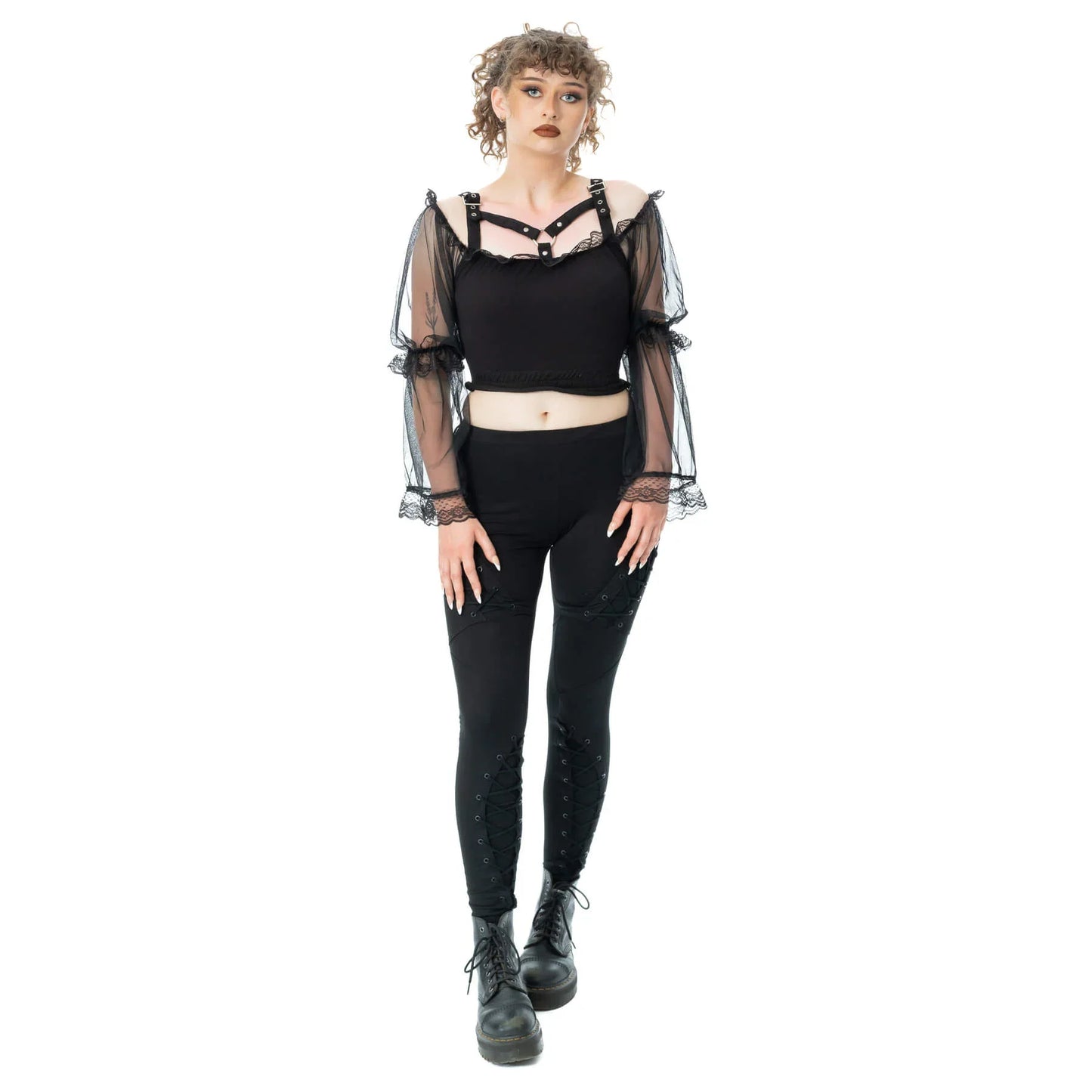 Poizen Industries Women's Blouse Shadowfang Top Black UK 10-18 product image 2