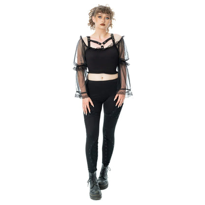 Poizen Industries Women's Blouse Shadowfang Top Black UK 10-18 product image 2