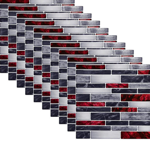 Simulation Marble Embossed Mosaic Pattern Tile Sticker, Simulation Tile Stickers for Home & Office