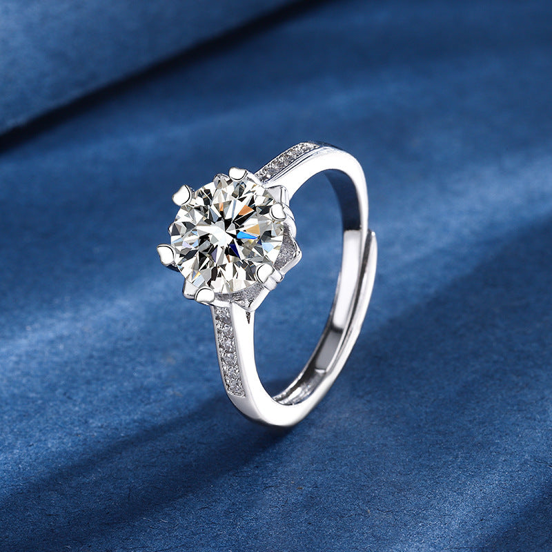 Snowflake Three-pieces Moissanite Ring Necklace And Earring Set