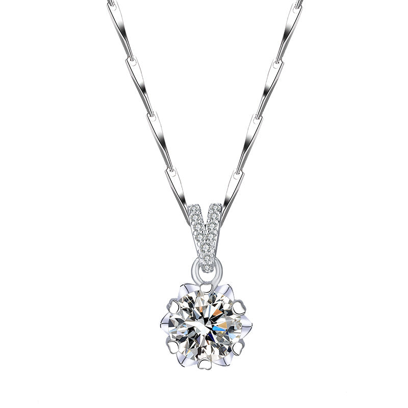 Snowflake Three-pieces Moissanite Ring Necklace And Earring Set