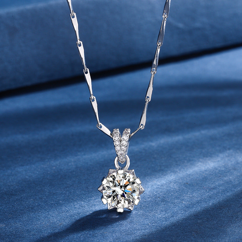 Snowflake Three-pieces Moissanite Ring Necklace And Earring Set
