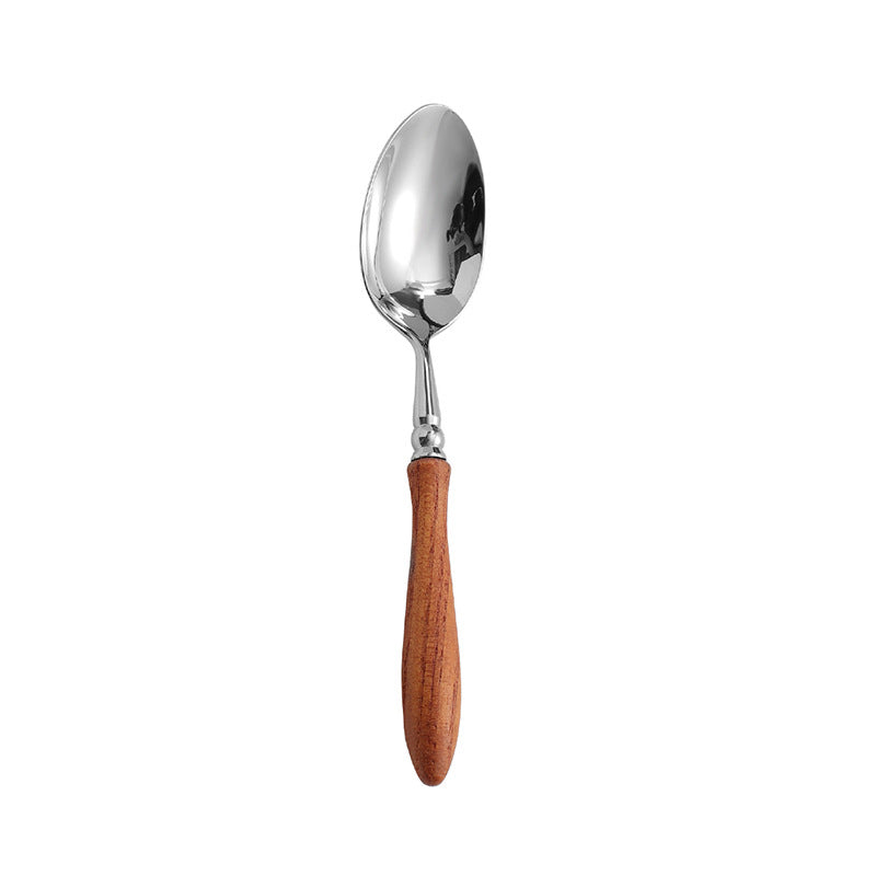Stainless Steel Rosewood Wooden Handle Knife, Fork And Spoon, Wooden Tableware Set