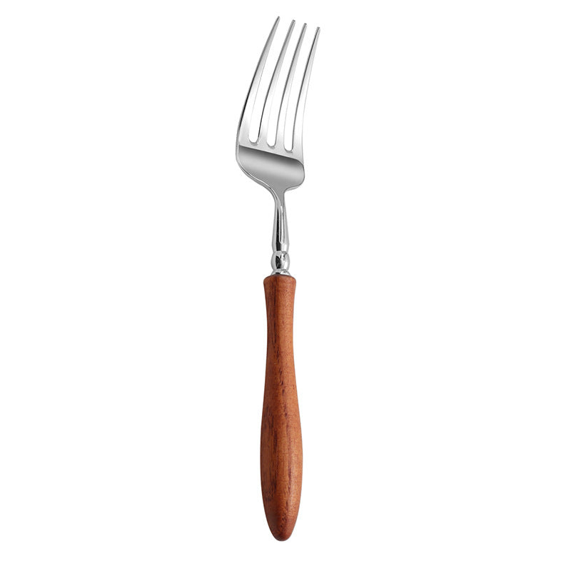 Stainless Steel Rosewood Wooden Handle Knife, Fork And Spoon, Wooden Tableware Set