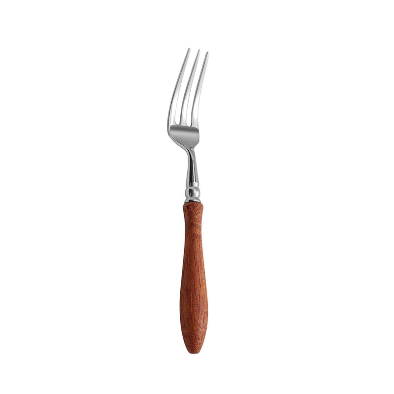 Stainless Steel Rosewood Wooden Handle Knife, Fork And Spoon, Wooden Tableware Set