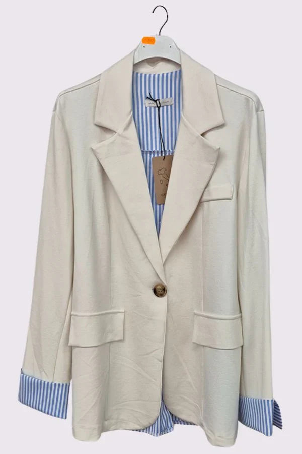 Stripe Print Pockets Twin Blazer One Size Fits 8-16