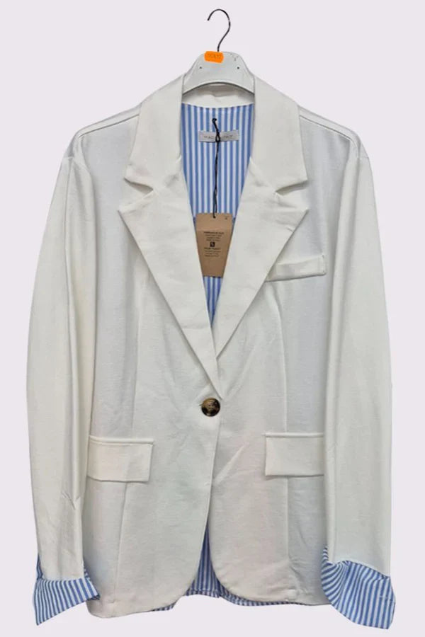 Stripe Print Pockets Twin Blazer One Size Fits 8-16