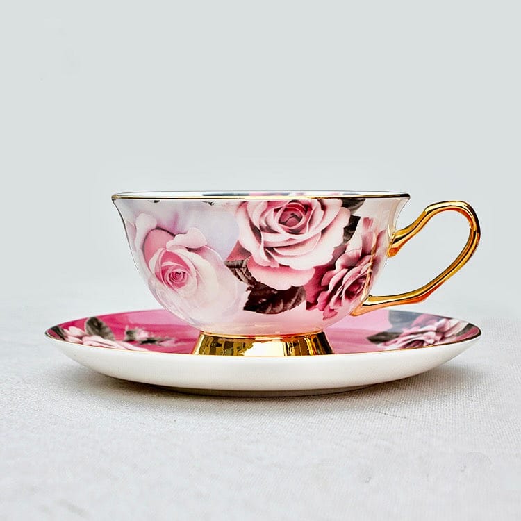 Rosette Majesty Bone China Teacup and Saucer