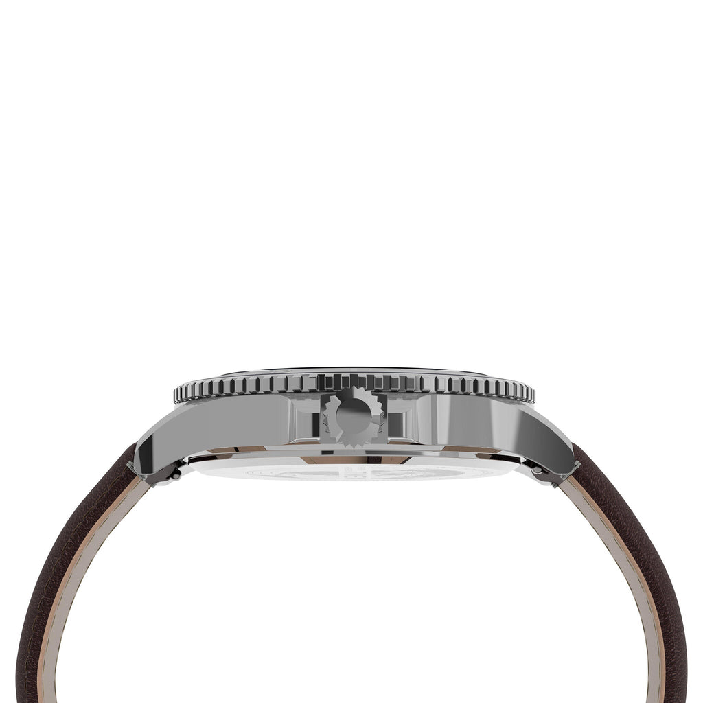 Timex Harborside Mens Watch Blue Dial Brown Leather Strap TW2U13000