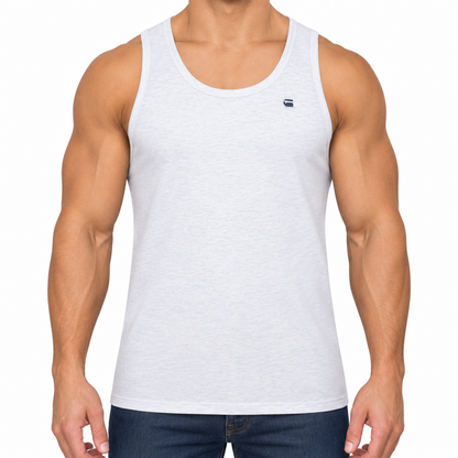 G-Star Men's Cotton Crew Neck Vest | Sleeveless Regular Fit | Grey Marl | S-2XL