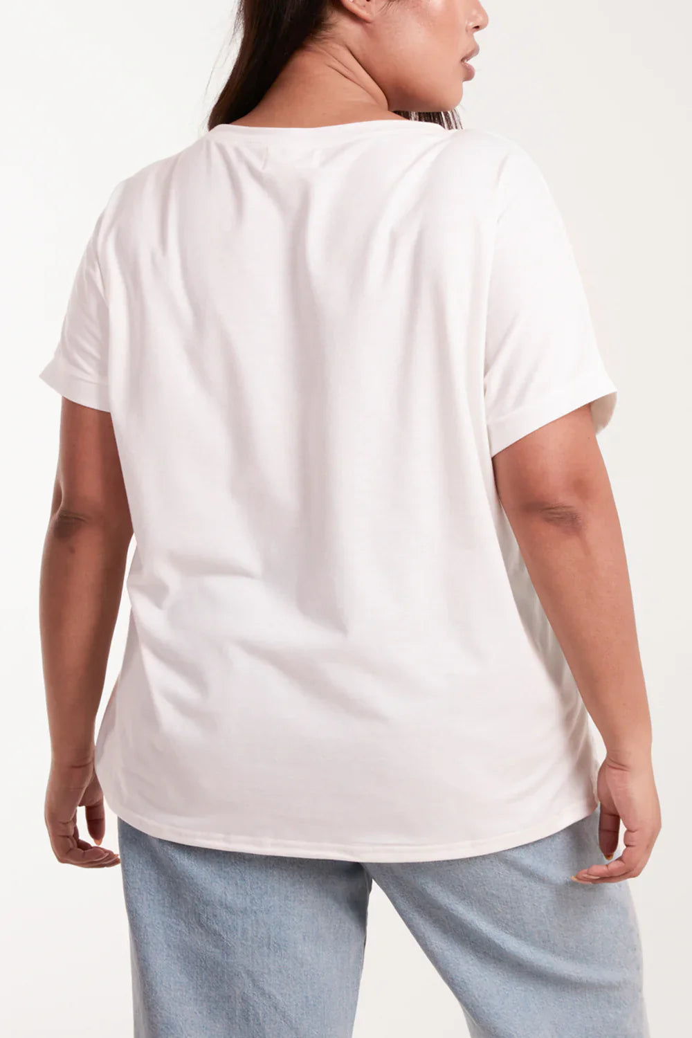 White and Blue Floral Embroidered Top | Size 18/20