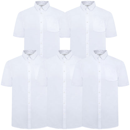 M&S Mens Cotton Oxford Shirt Short Sleeve Button Down Regular Fit - QHA UK